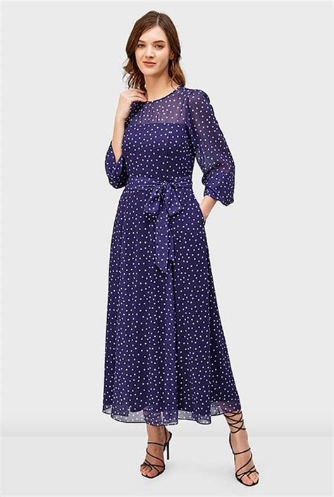 Shop Illusion Polka Dot Print Georgette Dress Eshakti