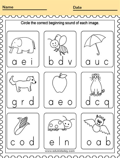 Phonics Printables For Kindergarten