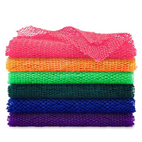 African Net Body Exfoliating Sponge Set - 6 Pieces, Shower Scrubber for ...