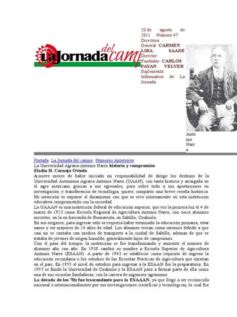 La Universidad Agraria Antonio Narro Historia y Compromiso | PDF ...