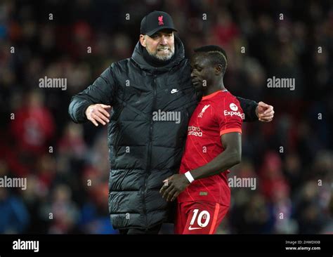 Liverpool Manager Jurgen Klopp Greets Sadio Mane After The Final