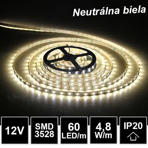 LED pás 12V DC 4 8W m 4000K SMD 3528 IP20 bal 5m LDPT222 BUČO