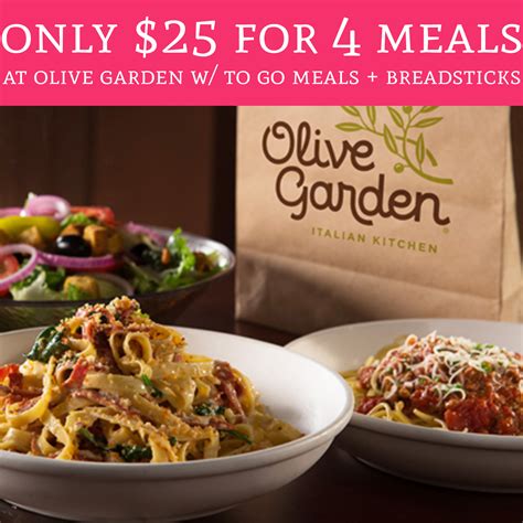 YUM! Only $25 For 4 Meals @ Olive Garden W/ To Go Meals + Breadsticks ...