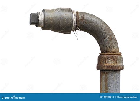 Old Rusty Pipes With Taps And Fittings Isolated On White Background