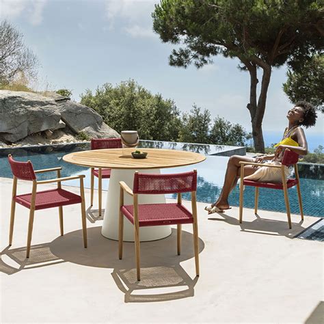 Talenti Poltrona Pranzo Dolcevita Natural Teak Dune Red Longho