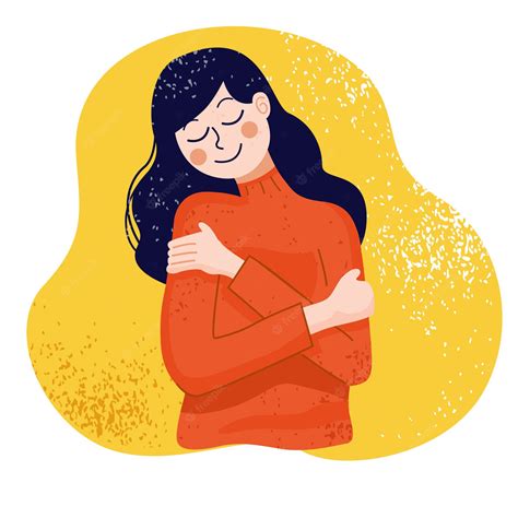 Premium Vector Love Yourself Concept Woman Hugging Herself Illustration