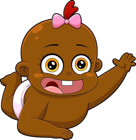 Premium Vector African American Baby Girl Cartoon Character Crawling