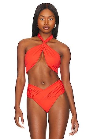 Jade Swim Halo Bikini Top In Coral Revolve