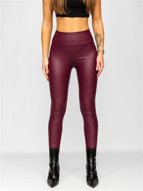 Bolf Damen Leggings Lederimitat Weinrot Yy Nm