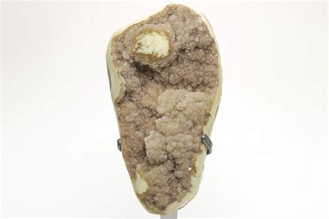 Sparkling Druzy Quartz Geode With Metal Stand For Sale