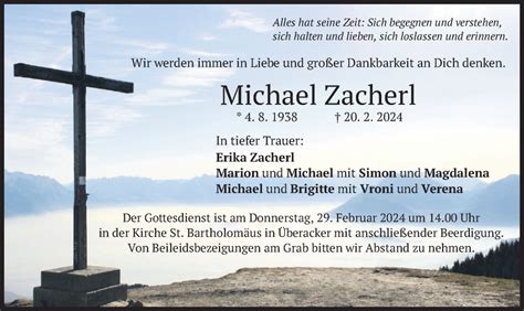 Traueranzeigen Von Michael Zacherl Trauer Merkur De