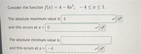 Solved Consider The Function F X 4−6x2 −4≤x≤1 The Absolute