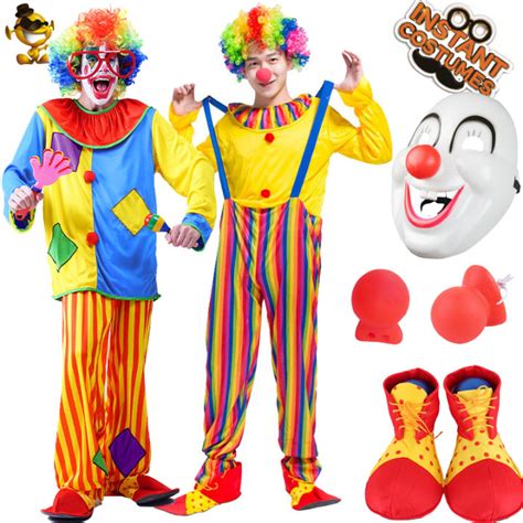 Adult Circus Clown Costumes Colorful Joker Sets Patch Clown Cloting Halloween Carnival Party ...