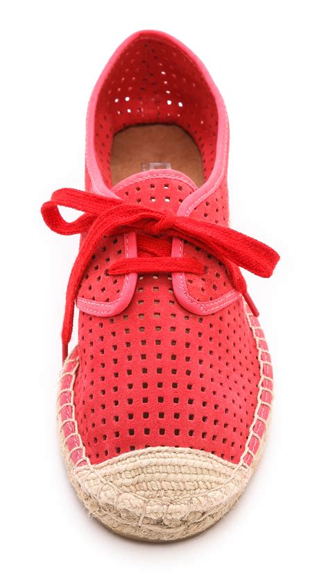 Lyst Dkny Ivana Lace Up Espadrilles In Red