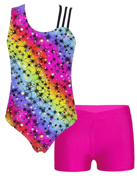 Zdhoor Girls Gymnastics Dance Sports Outfit Set Asymmetric Shoulder