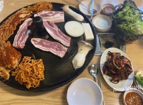 상계 중계초 맛집 솥뚜껑에 구워먹는 두툼한 삼겹살 싹쓰리 파김치볶음밥열무국수 내돈내산 네이버 블로그