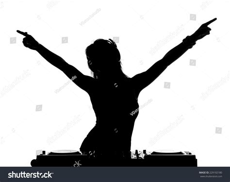 Beautiful Busty Dj Her Headphones Standing Stock Photo