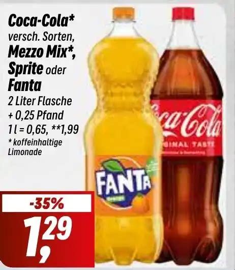 Coca Cola Versch Sorten Mezzo Mix Sprite Oder Fanta 2L Angebot Bei