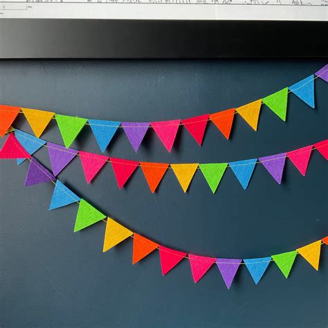 Mini Felt Bunting Colourful Party Garland Handmade And Reusable