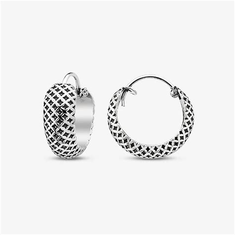 Oxidized Silver Texture Hoop Earring Whole Sale 925 Silver