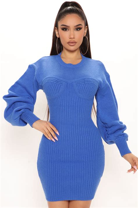 Celine Sweater Mini Dress Blue Fashion Nova