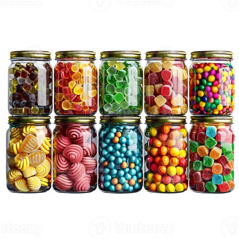 Glass Jars Filled With Colorful Candies Realistic 3d Illustration 48091604 Png