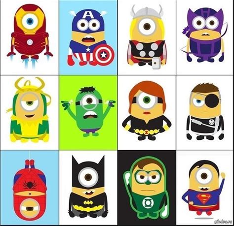 Миньоны в костюмах супергероев | Пикабу