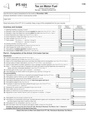 Fillable Online Tax Ny Form PT 101 November 1999 Tax On Motor Fuel