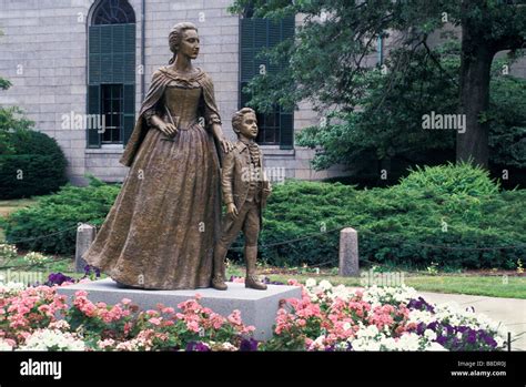 Abigail Adams with her son John Quincy Adams memorial statue outside ...