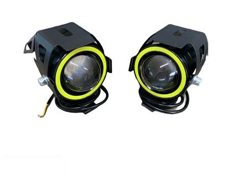 Par Farol De Milha U Auxiliar Led Angel Eyes Moto Jeep Farol De