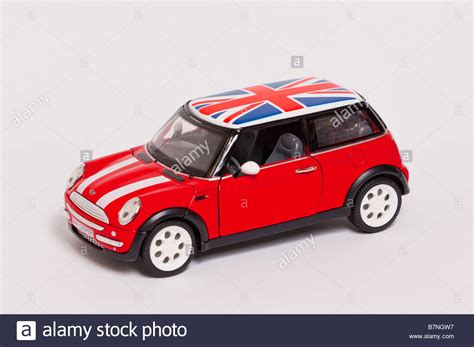 A close up of a toy model mini cooper car on a white background Stock ...