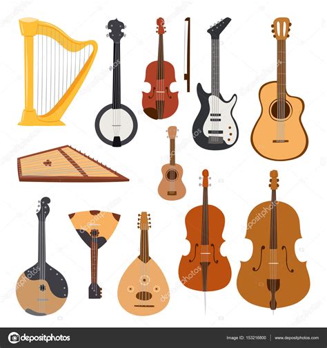 Stringed Musical Instruments Classical Orchestra Tool Equipment Vector