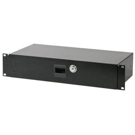 2U Black Rack Drawer with Lock - Shallow