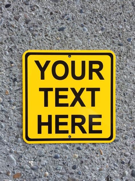 Custom Your Text Here Metal Yellow Caution Sign Etsy Personalized