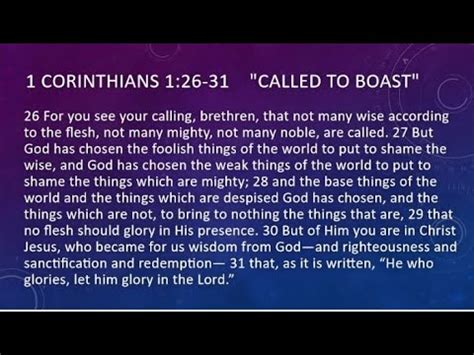 Called To Boast Corinthians Youtube