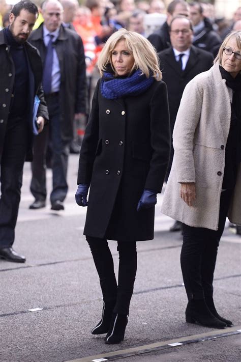 Madame Macron French First Lady Smart Coat Chic Winter Style Knee