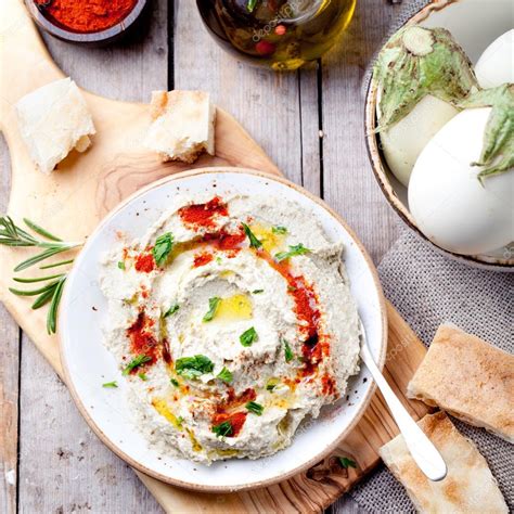 Traditional Arabian Eggplant Dip Baba Ganoush With Herbs Smoked