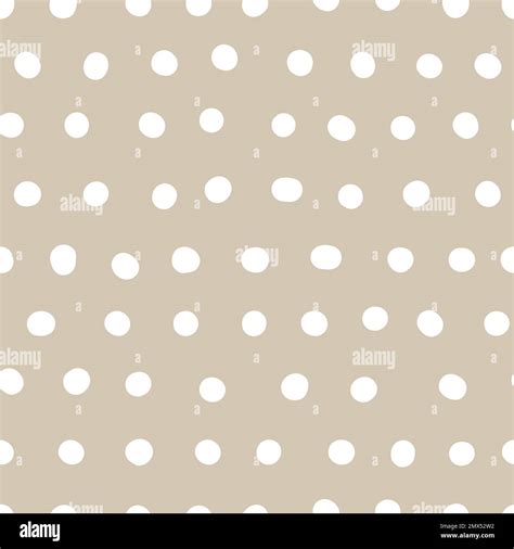 Seamless Neutral Polka Dots Pattern White Hand Drawn Circles On Beige Background Abstract