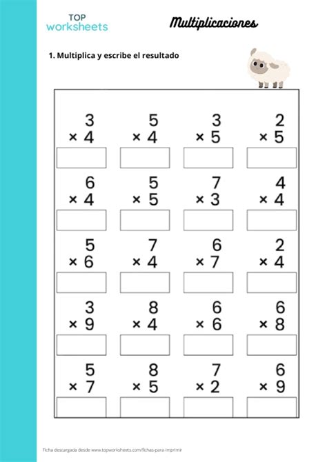 Multiplicaciones Simples Ficha Para Imprimir TopWorksheets