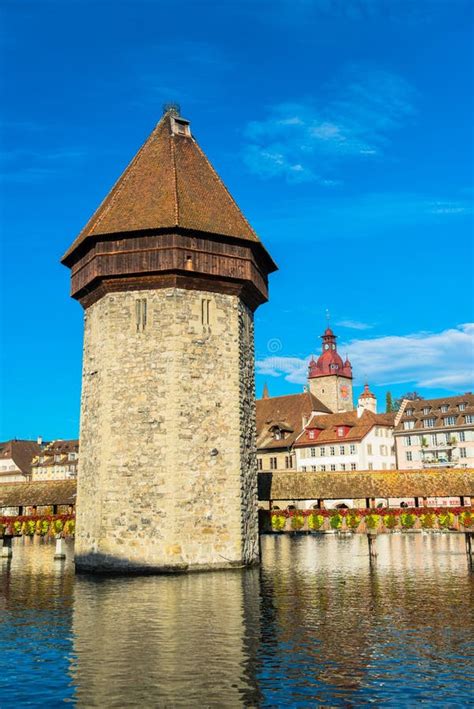 View of Wooden Chapel Bridge and Old Town of Lucerne Editorial Photo ...