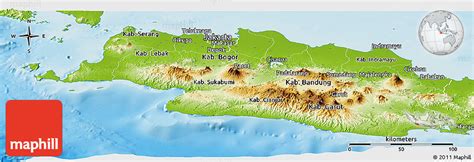 Physical Panoramic Map of West Java