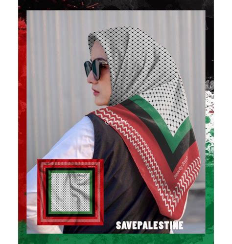 Jilbab Segiempat Motif Bendera Palestina Bahan Voal Di Kudus Tribun