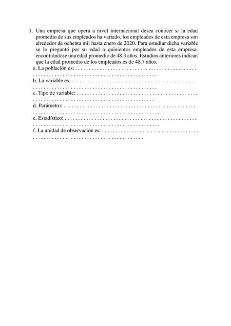 Ejercicio De Estadistica Una Empresa Que Opera A Nivel