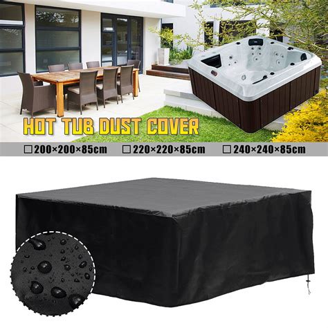 Black Square Waterproof Hot Tub Spa Cover Protector Durable Protective Guard Dust Cap Waterproof