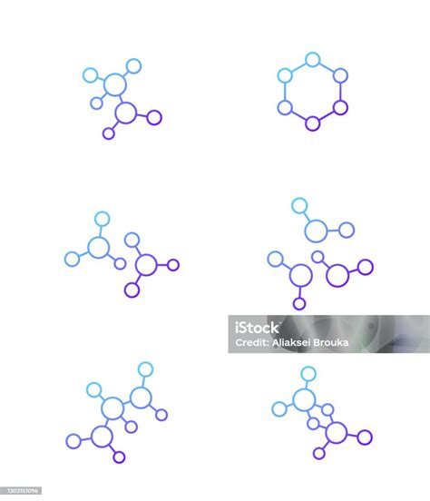 Molecule Icons Science Vector Line Stock Illustration Download Image