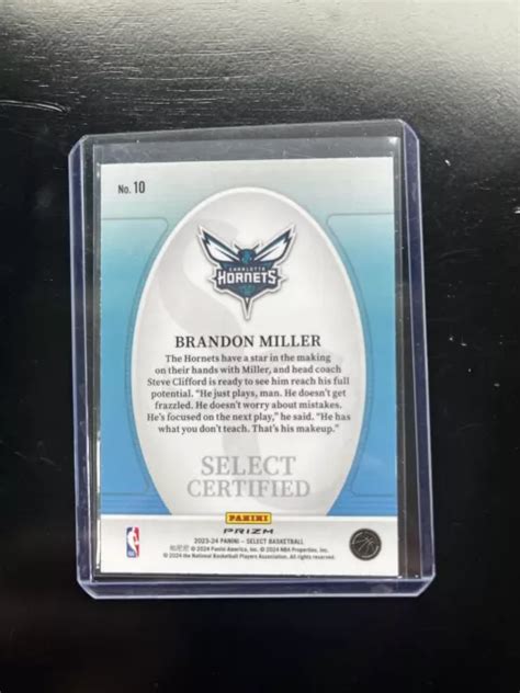 Panini Select Brandon Miller Rc Recrue Select Certifi Vert