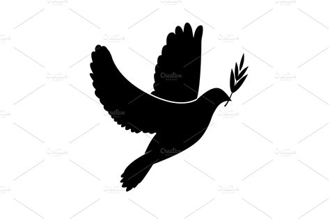 Dove Icon With Olive Branch Pigeon Icons Creative Market