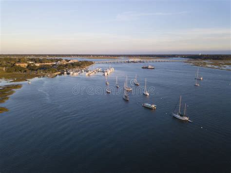 Aerial View Of Beaufort South Carolina And Harbor Stock Photo Image