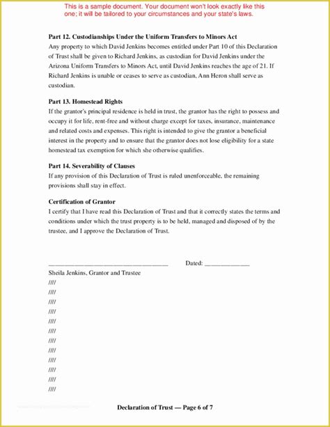 Free Declaration Of Trust Template Of Free Revocable Living Trust Forms Pdf Word