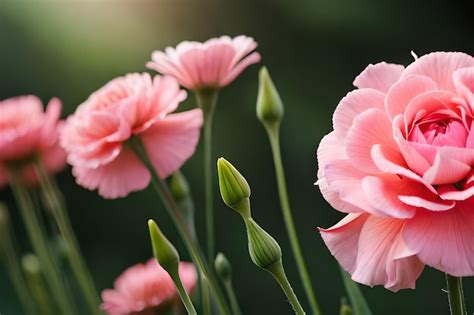 Premium Photo A Bunch Of Pink Carnations With A Green Stem